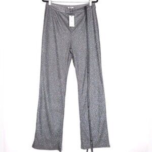 NWT SLA THE LABEL Grey‎ Santorini Trousers Sparkly Metallic Women’s Size LARGE